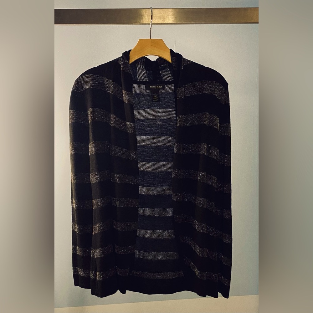 WHBM Black Stripe Open Cardigan